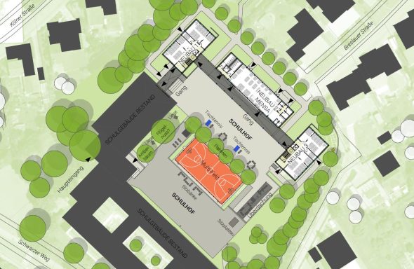 Schulhof Fortuin Gemeinschaftsschule Illingen_Lageplan Bestand